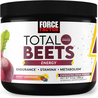 FORCE FACTOR Total Beets Energy Drink Mix 3-Pack, Superfood Beet Root Powder, Nitrates to Boost Energy, Support Circulation, Blood Flow, Nitric Oxide and Stamina, Heart Health Supplement, 90 Servings