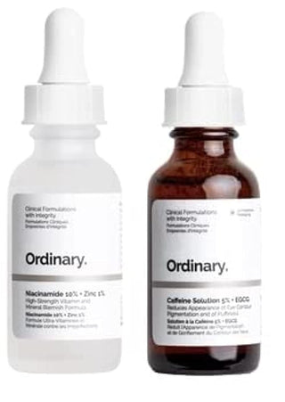 Set of the Ordinary Niacinamide 10% + Zinc 1% 30Ml plus the Ordinary Caffeine Solution 5% + EGCG 30Ml