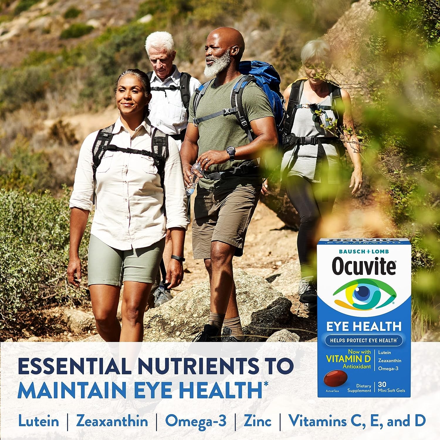 Ocuvite Eye Vitamin & Mineral Supplement, Contains Zinc, Vitamins C, E, Omega 3, Lutein, & Zeaxanthin, 30 Softgels