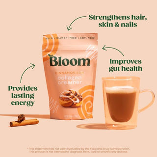 Bloom Nutrition Collagen Creamer for Coffee, Cinnamon Bun - Grass-Fed Collagen Peptide Powder & MCT Oil - Healthy Protein Coffee Creamer for Women - No Sugar Added, Gluten-Free, Keto & Soy-Free