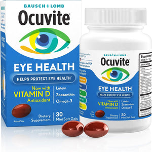 Ocuvite Eye Vitamin & Mineral Supplement, Contains Zinc, Vitamins C, E, Omega 3, Lutein, & Zeaxanthin, 30 Softgels