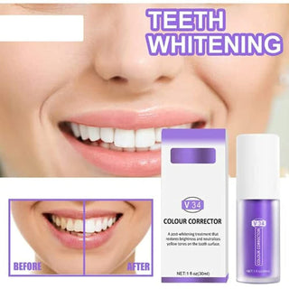 Purple Toothpaste for Teeth Whitening, v34 Color Corrector Teeth Whitening Toothpaste for Teeth Cleaning (1pc Purple)