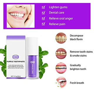 OETNAISAN Purple Toothpaste for Teeth Whitening, Toothpaste Against Sensitive Teeth and Gum Repair, Gum Health.Purple Toothpaste Whitening Foam Stain Removal Coffee, Smoking, Yellow Teeth