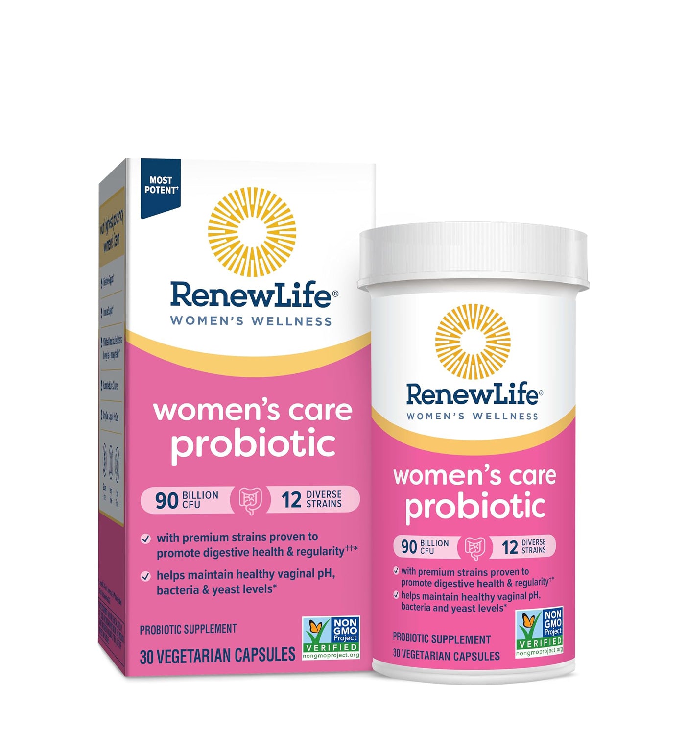 Renew Life Women'S Probiotic Capsules, Supports Ph Balance for Women, Vaginal, Urinary, Digestive and Immune Health, L. Rhamnosus GG, Dairy, Soy and Gluten-Free, 90 Billion CFU - 30 Ct