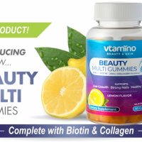 vtamino Beauty Multi-Gummies-Premium Hair, Skin & Nails Multivitamin with 2500mcg Biotin & 200mg Collagen-60 Gummies (30 Days Supply)