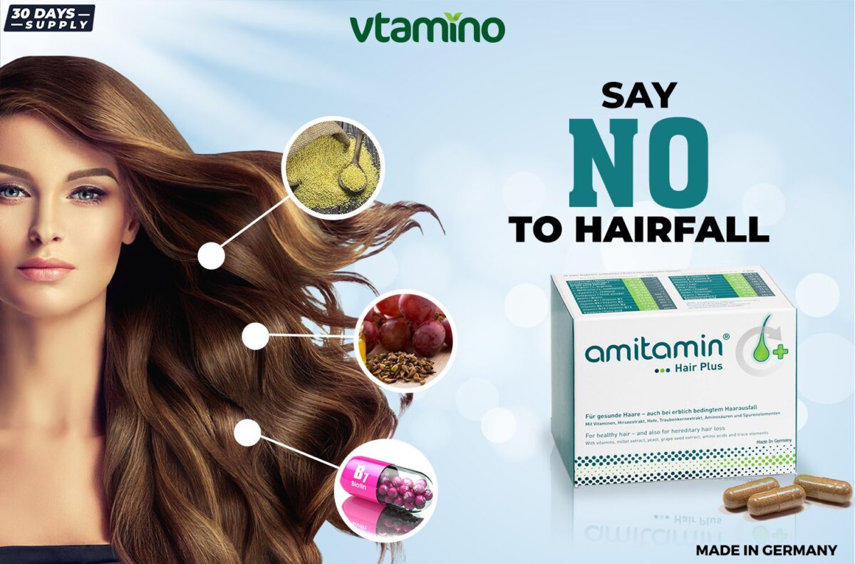 amitamin®Hair Plus-Helps Grow & Maintain Healthy Hair-Made In Germany (30 Days Supply)